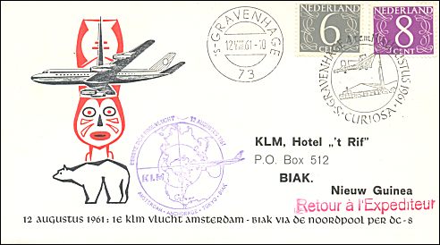 KLM-vlucht naar Biak via de Noordpool