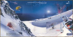 Finse postzegels met bewegende skiërs