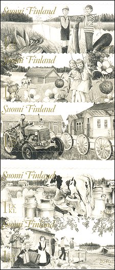 Boerenleven in postzegelboekje