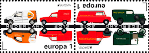 Postauto's op Nederlandse Europazegels