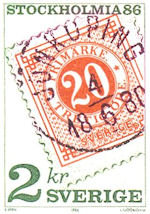 Stempel op Zweedse postzegel