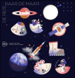 De reis naar de maan op postzegels